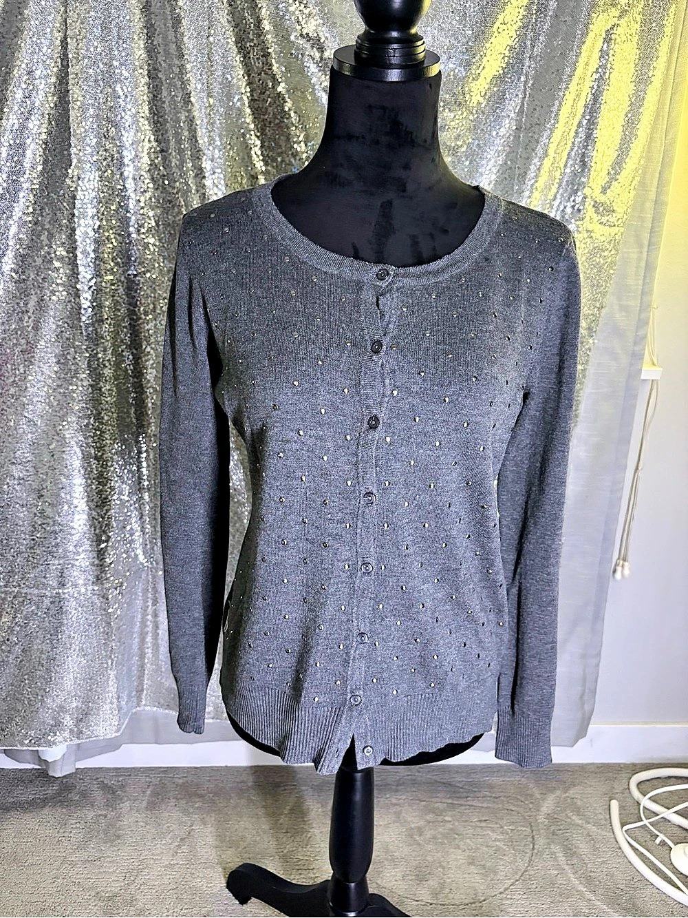 Silver Polka Dot Cardigan 🤍